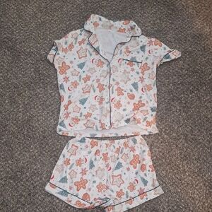 SHEIN Festive Gingerbread Print Pajama Set